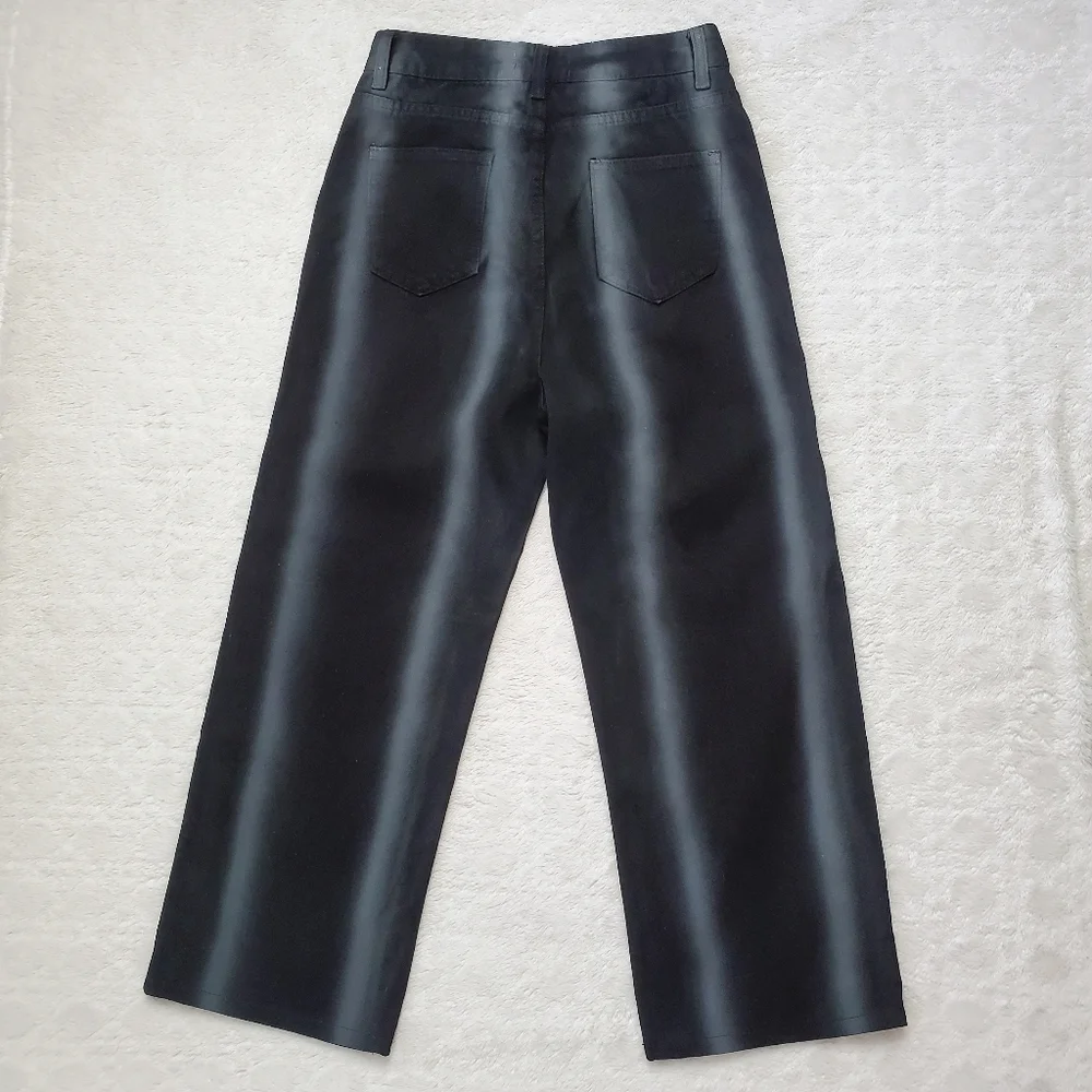 Cider | Black Faded Striped High Waist Wide Leg Jeans - Picture 4 of 7